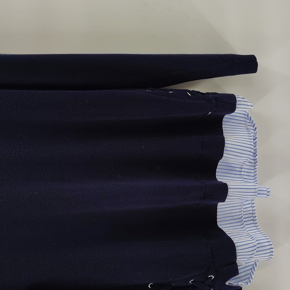 Calvin Klein Pullover Sweater Medium With Striped Faux Shirt Long Sleeve - Picture 3 of 8